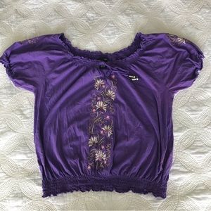 Purple floral blouse, size XL
